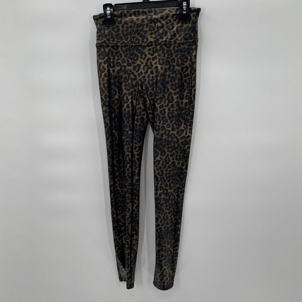 Spanx Faux Leather Leopard Shine Leggings Size S